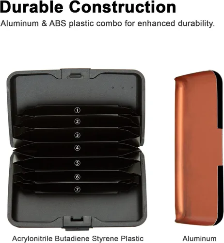 Vista 6 de Soporte para tarjetas de crédito, cartera metálica con bloqueo RFID para tarjetas de identificación para mujeres y hombres, funda rígida de aluminio