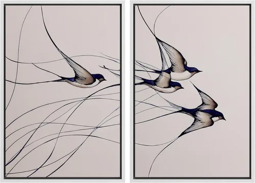 Vista 16 de MUDECOR Lienzo enmarcado para pared, bosque brumoso, reflejos, paisaje tranquilo, ilustraciones modernas, arte decorativo, bohemio, tranquilo/zen