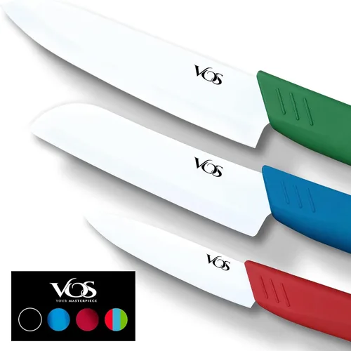Vista 12 de Vos Juego de cuchillos de cerámica con pelador, juego de cuchillos de cerámica para cocina, juego de cuchillos de cocina ultra afilados con fundas