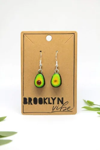 Vista 3 de Aretes de aguacate Pequeños colgantes de gaucamole para amantes de la comida y tostadas de aguacate