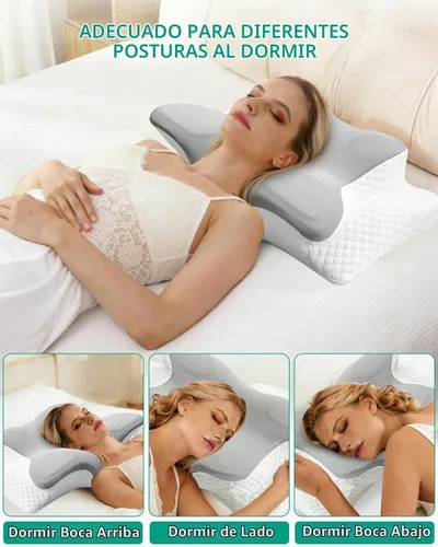 Vista 4 de Almohada cervical ajustable para dormir, almohada de espuma viscoelástica para aliviar el dolor de espalda y hombros, almohadas ergonómicas
