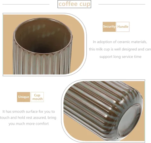 Vista 3 de LIFKOME Tazas de té de cerámica, tazas de café, estilo chino o japonés, taza de leche de porcelana, sin asas, vaso de bebidas vintage a rayas