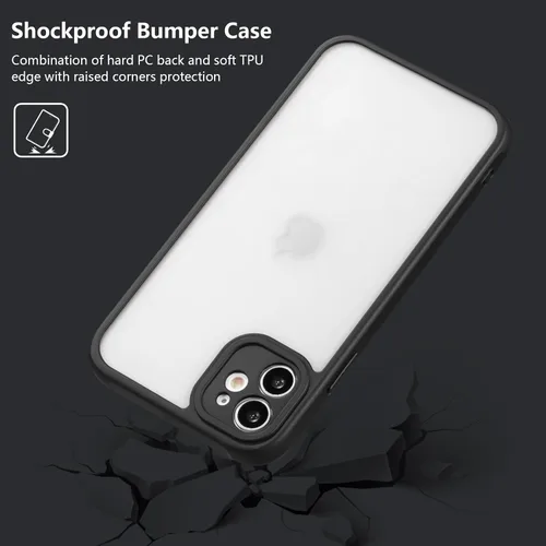 Vista 6 de RALEAVO Funda mate compatible con iPhone 12, delgada, translúcida, esmerilada, parte trasera de policarbonato, protección militar contra caídas