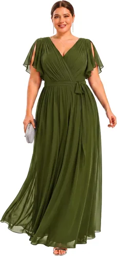 Vista 7 de Ever-Pretty Plus Vestidos de dama de honor formales de gasa para mujer Negro