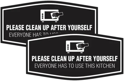 Vista 31 de Signs ByLITA Fancy Please Clean Up After Yourself Everyone Has To Use This Kitchen Sign (Negro) - Pequeño