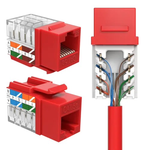 Vista 11 de SATMAXIMUM Conector de pared Ethernet Keystone Cat5e Punch Down UTP 45 grados (terminación más fácil que 90 grados), terminación de velocidad