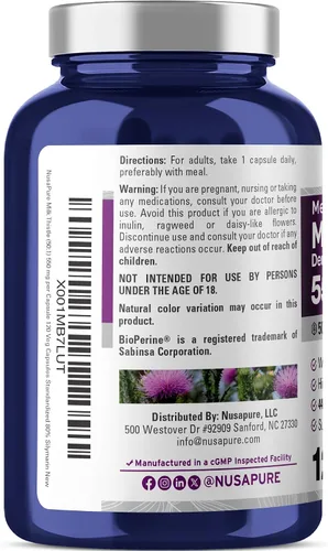Vista 2 de Semilla de cardo mariano, 550 mg, sin OMG, vegano, 120 cápsulas vegetales - 120 porciones Botanical Formula, 50:1 Silybum Marianum Extract
