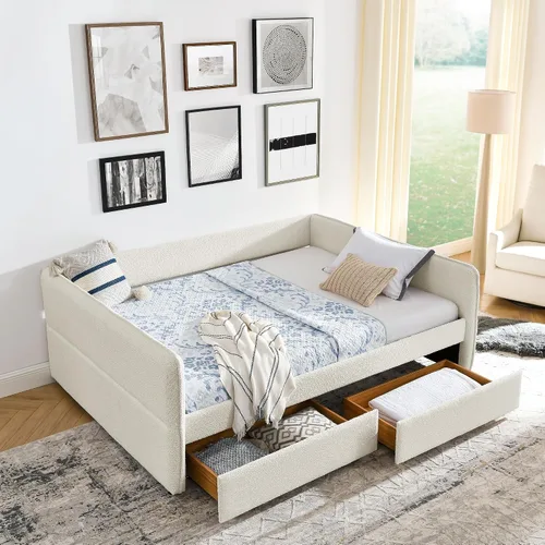 Vista 3 de Sofá cama tapizado tamaño Queen con cajones para adolescentes adultos