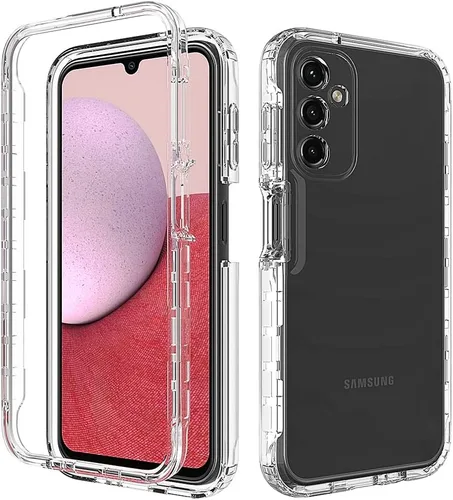 Vista 18 de Funda para Samsung Galaxy A13 LTE 4G, Samsung A13 LTE Funda para teléfono con protector de pantalla integrado, cubierta trasera delgada transparente