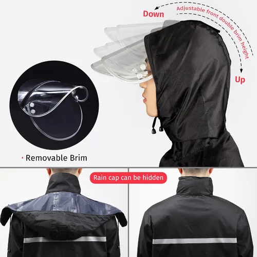 Vista 6 de iCreek Chaqueta y pantalón de lluvia unisex para exteriores impermeable antitormentas