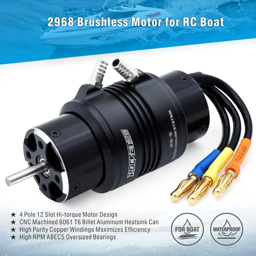 Vista 5 de Surpass Hobby 2968 3800KV Motor sin escobillas Diseño de 4 polos con chaqueta de refrigeración por agua para barco RC (3800KV)