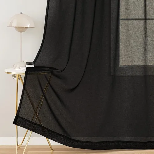 Vista 58 de MYSTIC-HOME Juego de cortinas de niveles transparentes blancas para cocina de 24 pulgadas de largo, tratamiento de cortinas para ventanas pequeñas