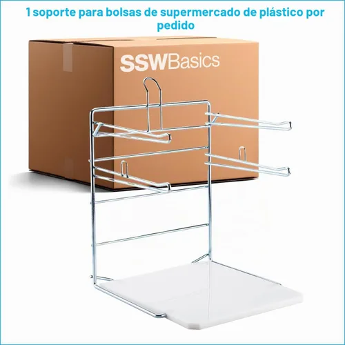 Vista 6 de SSWBasics Soporte para Bolsas de Comestibles de Plástico - Soporte de Chrome Duradero para Fácil Almacenamiento - Se Adapta a Bolsas de 11½"W x 6"D
