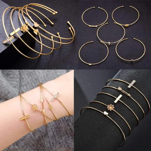 Vista 7 de Paquete de 15 relojes de cuero para mujer, con incrustaciones de diamantes de imitación de cuarzo, reloj de pulsera de varias capas apilable