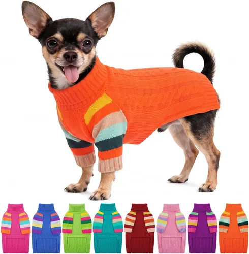 Vista 18 de Suéter XS para perro, suéter de cuello alto con manga para Yorkie Azul