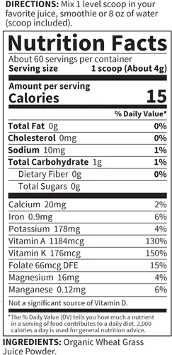 Vista 5 de Garden of Life Raw 100% orgánico Perfect Food Jugo de hierba de trigo de Estados Unidos – Superalimento en polvo verde, 60 porciones – sin stevia