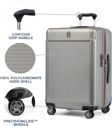 Vista 3 de Travelpro Platinum Elite Hardside - Maleta de policarbonato con cierre TSA, Metálico (Metallic Sand), Platinum Elite Hardside - Maleta