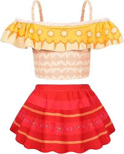 Vista 2 de COTRIO Trajes de baño para niñas, traje de baño de 2 piezas, Mirabel, Isabella, bikini Dolores, tankini Madrigal, traje de baño de aventura familiar