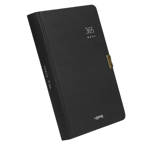 Vista 6 de 365 Day A5 Kraft Paper Hardcover Journals Notebook with Lock 1-Year Journal A Page A Day Daily Diary Scrapbook Numbered Blank Page Sketchbook
