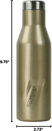 Vista 10 de EcoVessel Aspen TriMax - Botella de agua y vino de acero inoxidable aislada al vacío, 16 onzas, 25 onzas Polvo de oro