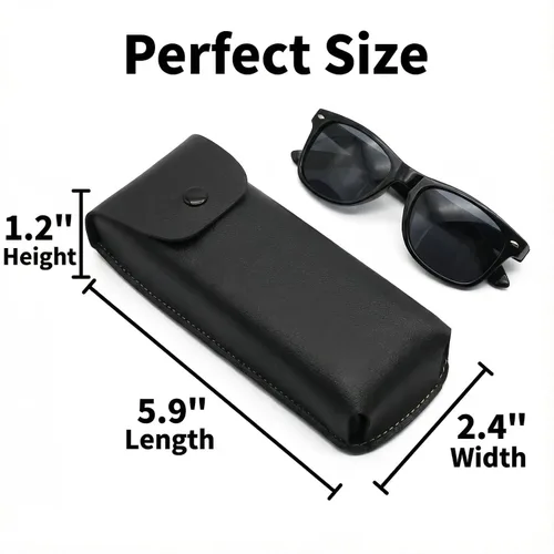 Vista 2 de Caso protector portátil de las gafas de sol del cuero de la PU del vintage