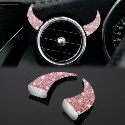 Vista 12 de WINKA Bling Devil Bull Horn 3D - Calcomanías decorativas brillantes para el interior del automóvil, para salpicadero, camión, motocicleta