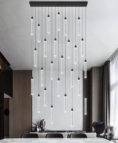 Vista 28 de Candelabros de cristal modernos de 1 luz LED regulable Iluminación colgante para isla de cocina, comedor, pasillo