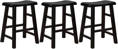 Vista 7 de eHemco Taburetes de cocina con asiento de sillín de madera maciza, 24 pulgadas, color negro