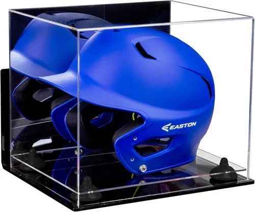 Vista 131 de Better Display Cases Vitrina acrílica para casco de bateo de béisbol con espejo, elevadores rosados, montaje en pared y base de espejo (V22/A012)