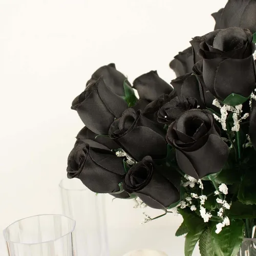 Vista 7 de Efavormart 12 arbustos Ramos de capullos de rosas artificiales de seda de primera calidad