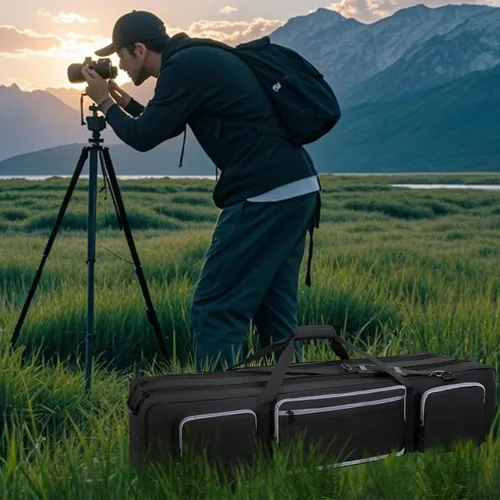 Vista 9 de IBVIVIC Funda de Transporte para Trípode, Bolsa de Trípode Resistente con Divisor Acolchado, Bolsa de Soporte de Luz, Funda de Monopié