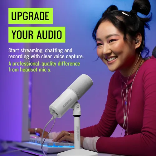 Vista 3 de Shure Micrófono USB MV6 para juegos y transmisión (Gen 2, blanco)