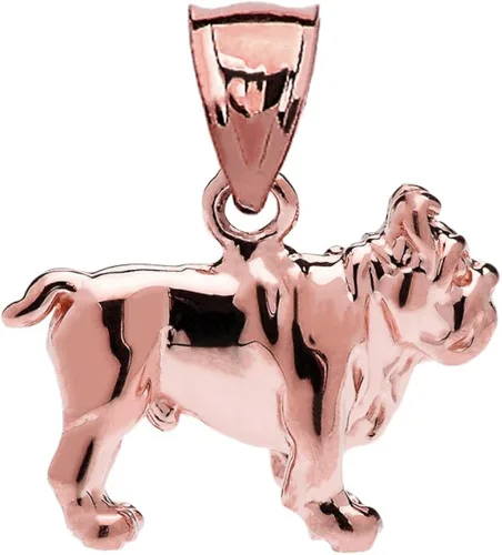 Vista 2 de Collar con colgante de bulldog de oro rosa de 10 quilates