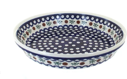 Vista 4 de Plato para pastel de tulipán azul de cerámica polaca de rosa azul