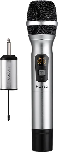 Vista 11 de HOTEC Micrófonos inalámbricos Dual UHF Sistema de micrófono de mano con control de eco/volumen, receptor recargable para karaoke, iglesia, boda