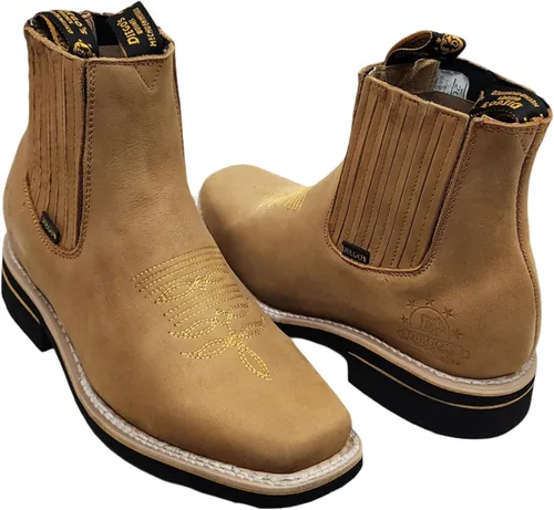Vista 7 de Dona Michi Botas de Tobillo Cortas de Cuero Genuino para Hombre con Punta Cuadrada Hechas a Mano Negro