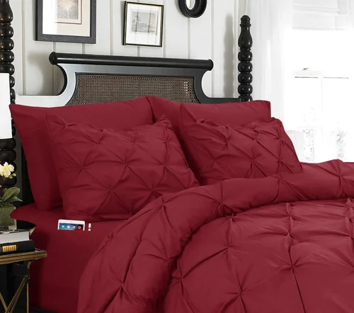 Vista 10 de Elegant Comfort Juego de edredón plisado de 8 piezas, juego suave y sedoso que incluye juego de sábanas con bolsillos de almacenamiento, edredón