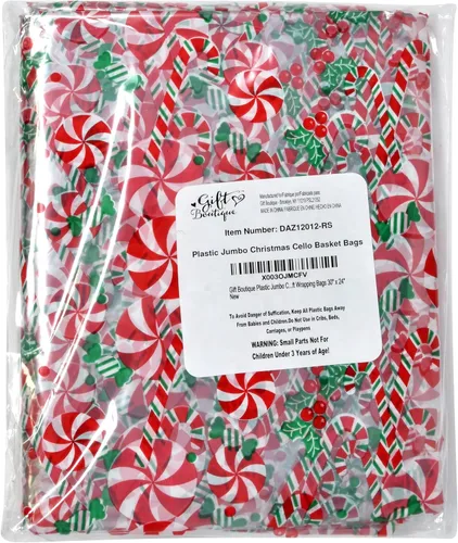Vista 7 de Gift Boutique Bolsas de plástico de celofán de Navidad con lazos giratorios, paquete de 24 bolsas de celofán para galletas de Navidad, bolsas