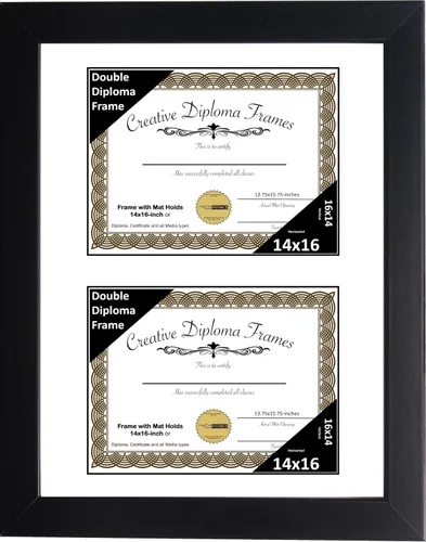 Vista 29 de Creative Picture Frames Marco de diploma doble clásico negro de 6 x 8 pulgadas con vidrio negro y colgador de pared instalado