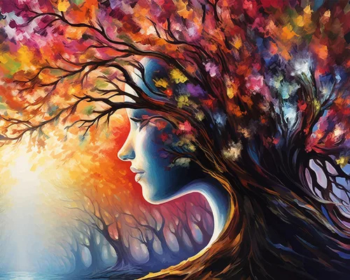 Vista 7 de TUMOVO Pintura por números para adultos principiantes, kits de pintura por números, pintura de bosque de otoño por números, pintura abstracta
