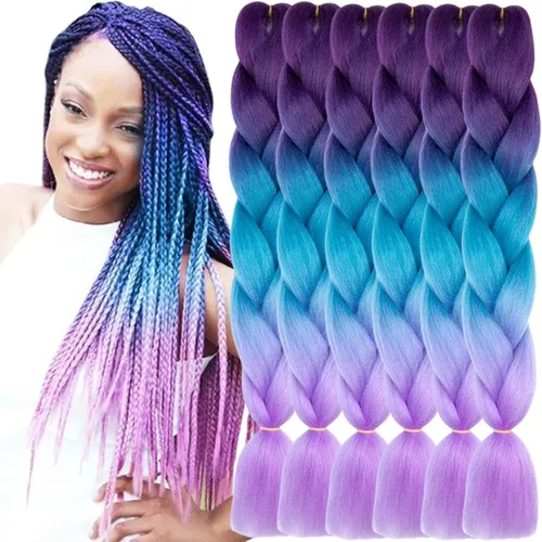 Vista 49 de Beige (613) Cabello trenzado 6 paquetes de extensiones de cabello sintético de 24 pulgadas, extensiones de cabello trenzado Jumbo Ombre trenzado