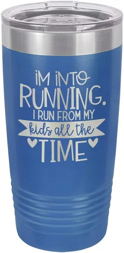 Vista 16 de Taza con texto en inglés "I RUN FROM MY KIDS 20oz Drink Tumbler with Straw », grabada con láser, taza de viaje con divertidas citas de Yeti Rambler