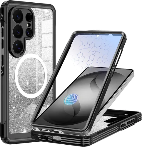 Vista 35 de Hekodonk Funda magnética para Galaxy A17 5G, [compatible con Magsafe] [Protector de pantalla de vidrio templado integrado] [tarjeta con purpurina]