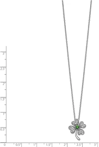 Vista 2 de Plata de ley 925 con corte brillante cristal verde circonita cúbica blanca trébol de cuatro hojas collar de cadena de 18 pulgadas colgante de flores