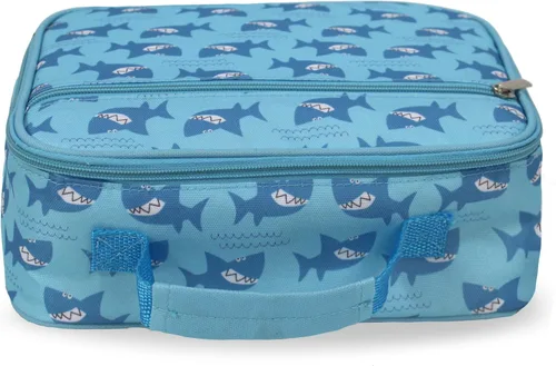 Vista 5 de Fiambreras aisladas, bolsas reutilizables para el regreso a clases, lonchera para niños y niñas de primaria con cortador de sándwich en tiburones