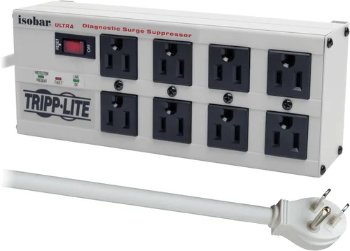 Vista 10 de Tripp lite Isobar Barra protectora con salida de 8 contactos contra sobretensiones, con cable de 25 pies, enchufe de ángulo recto para diagnóstico