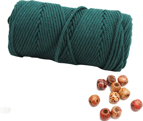 Vista 46 de Cordón de macramé beige de 0.078 pulgadas x 220 yardas, cuerda de algodón torcido de 4 hebras natural para colgar en la pared, manualidades, cordel
