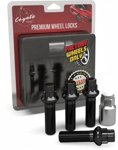 Vista 13 de Wheel Accessories Parts 4 cerraduras + llave M12 x 1.25 12 x 1.25 rosca Bellota para asiento con cerradura de perno de asiento con acabado negro