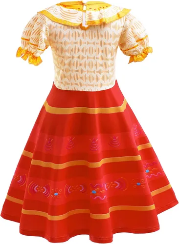 Vista 3 de Vestido de disfraz de princesa para niñas con diadema roja, gargantilla de corazón, aretes de Halloween, accesorios de cosplay