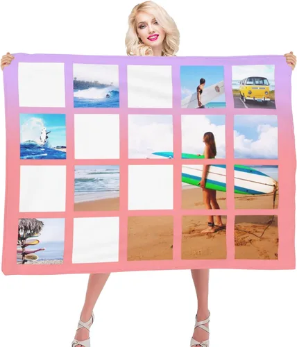 Vista 10 de Manta de fotos personalizada con texto fotográfico, mantas personalizadas, regalos personalizados para cumpleaños, aniversario, graduación